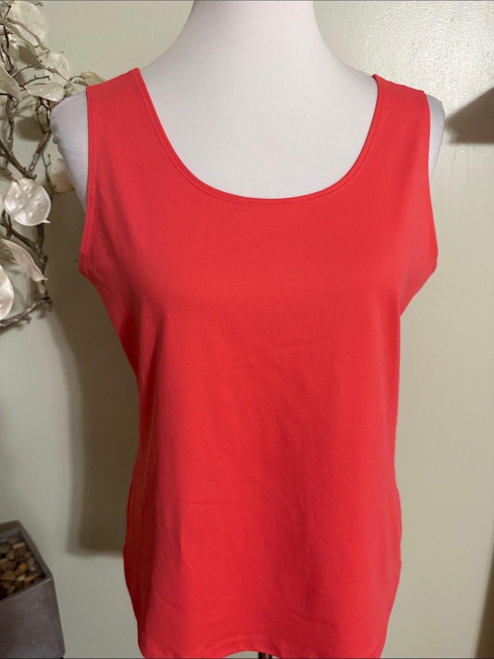 Chico's Coral Scoop Neck Tank Top Size 2 - Picture 2 of 3